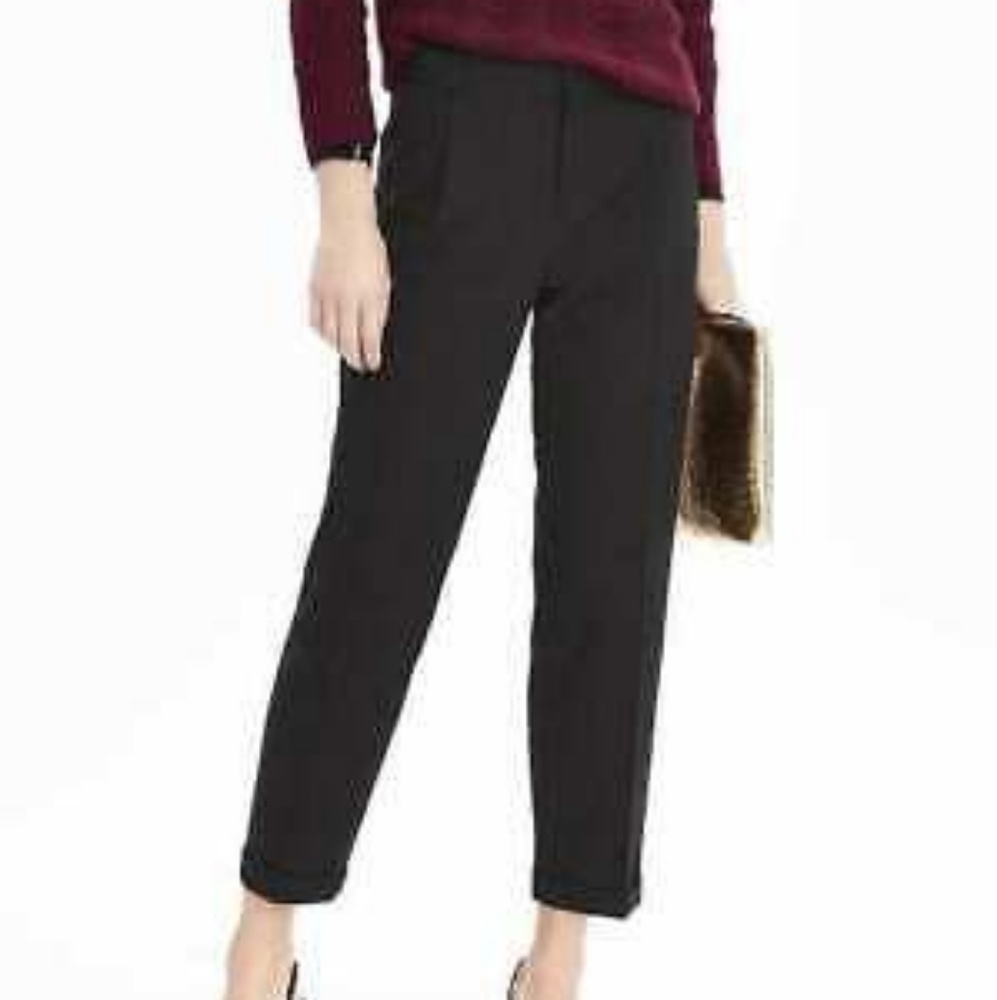 NWT BANANA REPUBLIC AVERY NAVY PLEATED JACQUARD CU